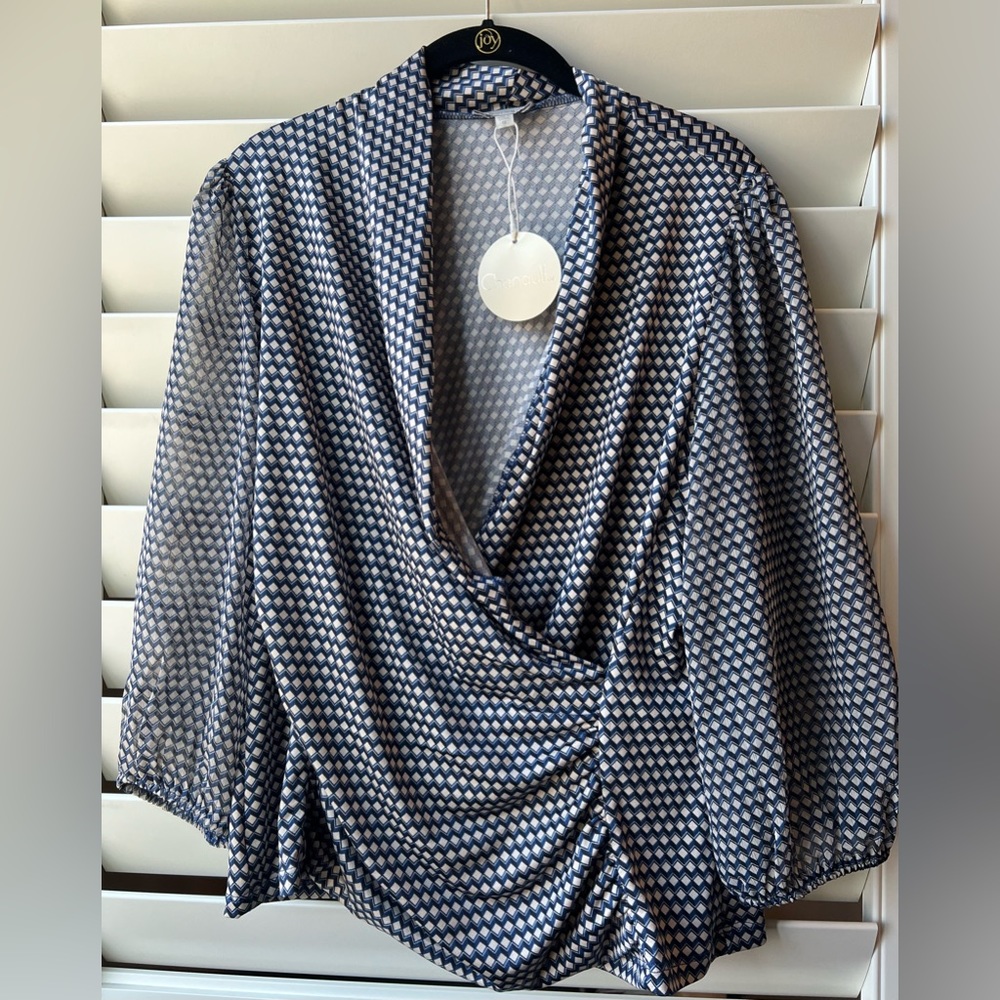 Chenault - Blouse - NWT - 1X - Purple/Beige